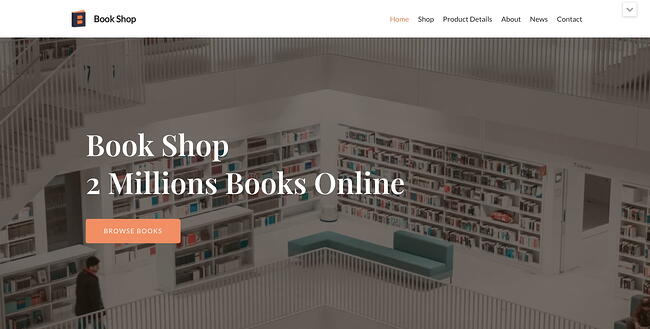 Book Shop demo of the free responsive WordPress theme Neve