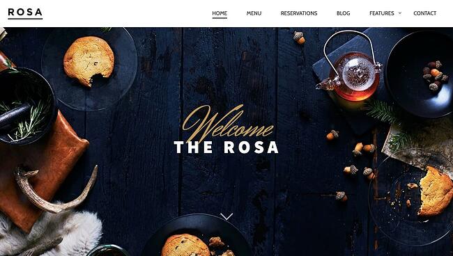 Free responsive theme Rosa Lite features image slider of restaurant table