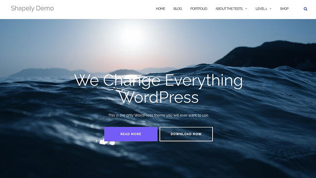 free responsive theme Shapely features navbar and parallax image